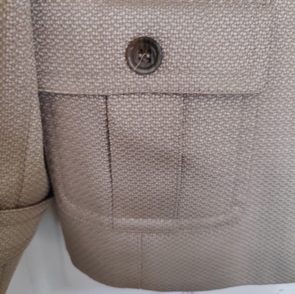 Tahari Arthur Levine Tan Double Breasted Blazer Size 14 - Picture 7 of 8